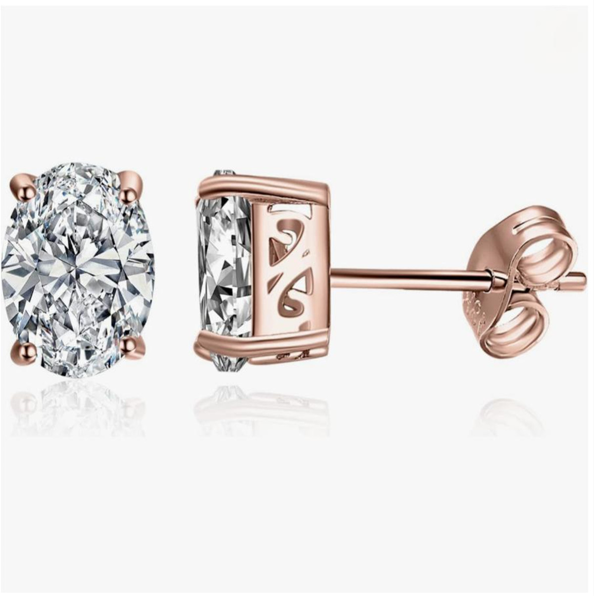Diamond Stud Earrings - 14K gold ทางกายภาพทองจริงห้องปฏิบัติการปลูกเพชร IGI 0.5CT เพชรรูปไข่ต่างหูเครื่องประดับ