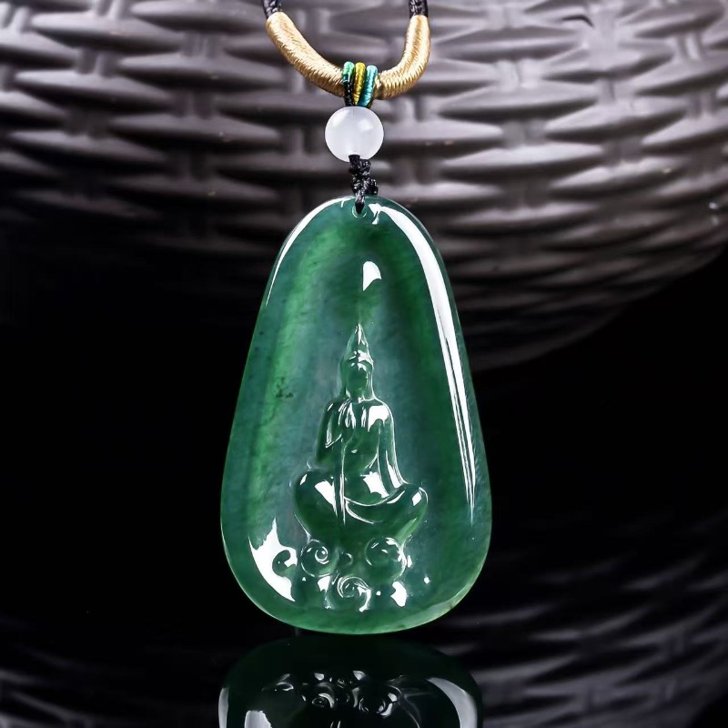 Jewelry & Watches Sp Zo O - จี้พระพุทธรูปหยกสีน้ำเงินธรรมชาติแท้ สร้อยคอหยกพม่าใหม่ เครื่องประดับหรูหราสำหรับผู้หญิง พร้อมใบรับรอง