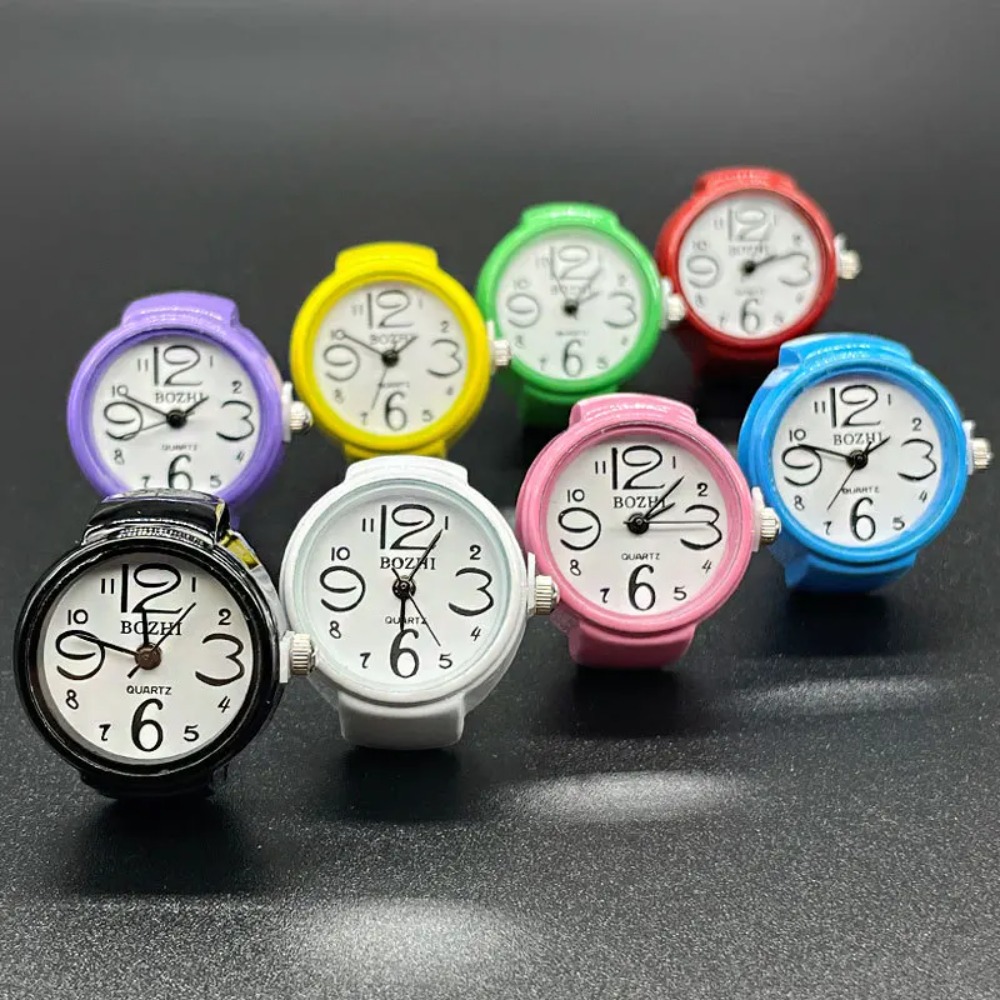Vintage Jewelry Watches Women - นาฬิกาควอตซ์วินเทจ แหวนนิ้ว ผู้หญิง ผู้ชาย สไตล์พังก์ สายยางยืดหลากสี