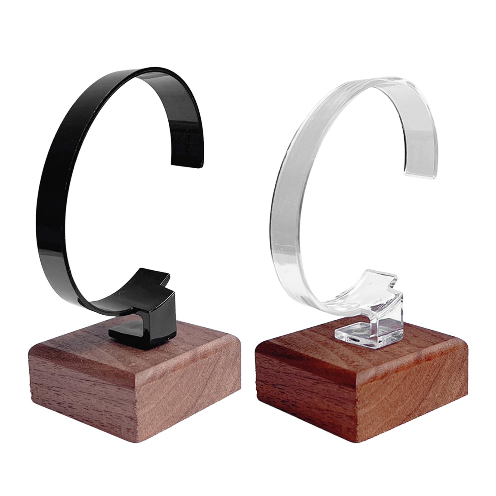 Jewelry Shop Watches - แท่นวางนาฬิกาทรงตัว C พร้อมที่เก็บอุปกรณ์ ฐานไม้แข็งแรง ทนทาน ใช้จัดระเบียบนาฬิกาข้อมือ
