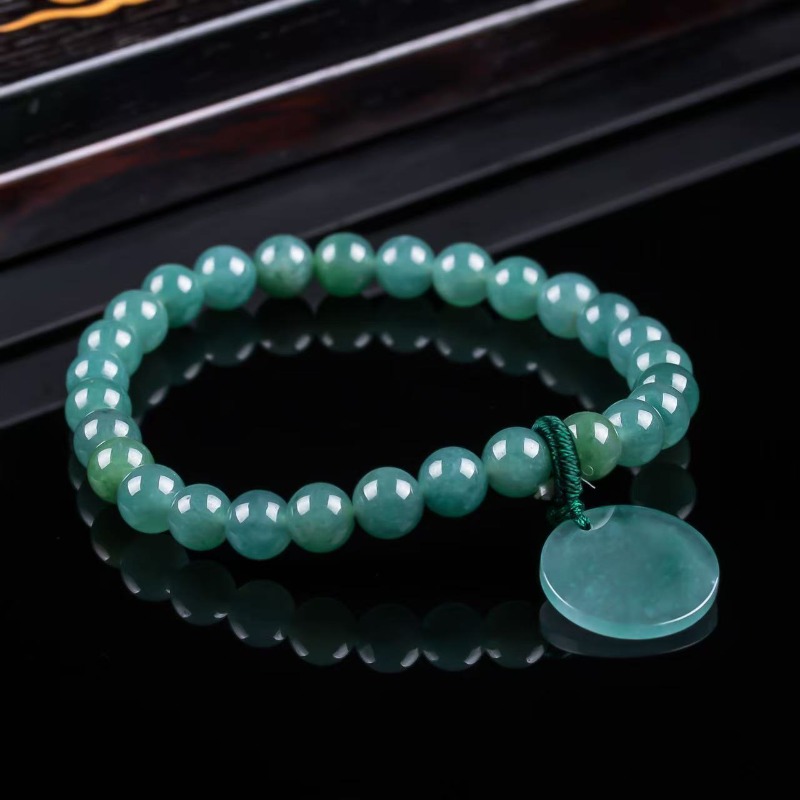 Jewelry & Watches Sp Zo O - หยกธรรมชาติสีน้ำเงิน ลูกปัดไม่มีตำหนิ สร้อยข้อมือถักมือ เครื่องประดับหรูหรา เครื่องประดับแฟชั่น เครื่องราง