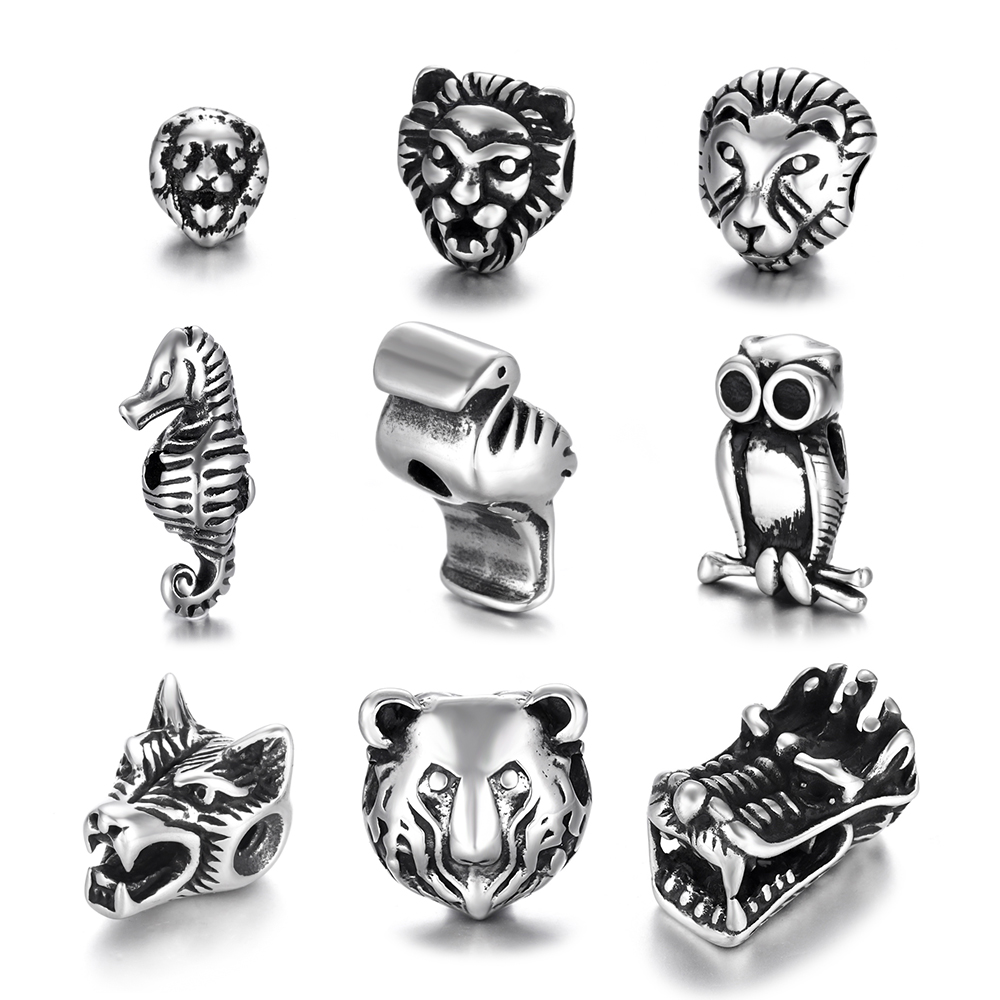 Wolf Jewelry & Watches Tampa - สแตนเลสสัตว์หมาป่านักรบไวกิ้งหมวกกันน็อกลูกปัด 2 มม.Charms สําหรับสร้อยข้อมือลูกปัดอุปกรณ์เสริมเครื่องประดับ DIY ทํา