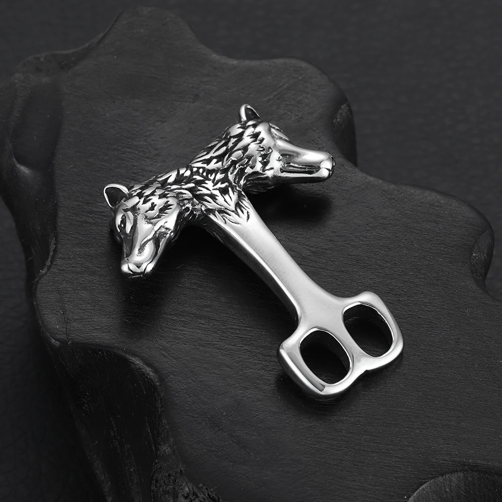 Wolf Jewelry & Watches Tampa - สแตนเลสหมาป่าตะขอคู่ 5 มม.สร้อยข้อมือไวกิ้ง Clasp เครื่องประดับทําผล DIY