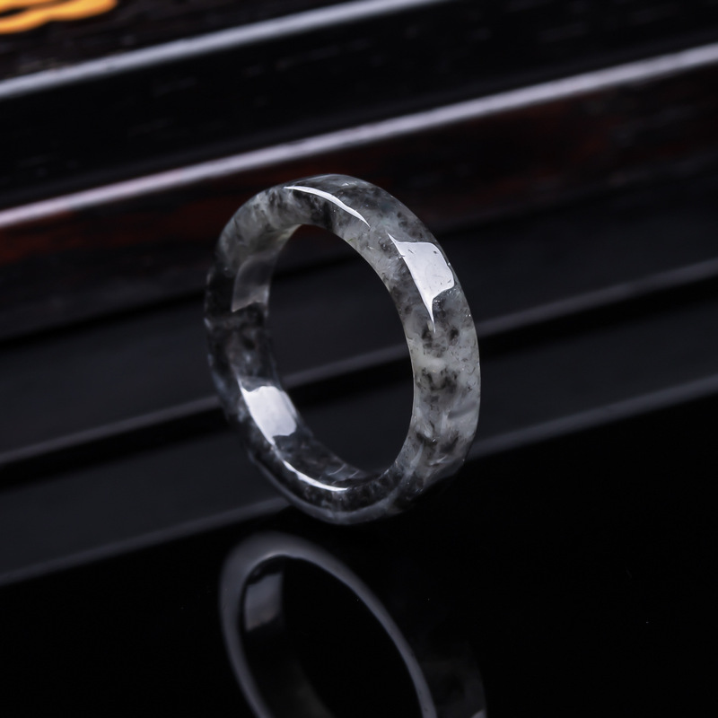 Jewelry & Watches Sp Zo O - หยกพม่าเกรด A แท้, แหวนหยกดำชนิดน้ำแข็ง, เครื่องประดับสำหรับผู้ชายและผู้หญิง, ของขวัญหยกอเนกประสงค์