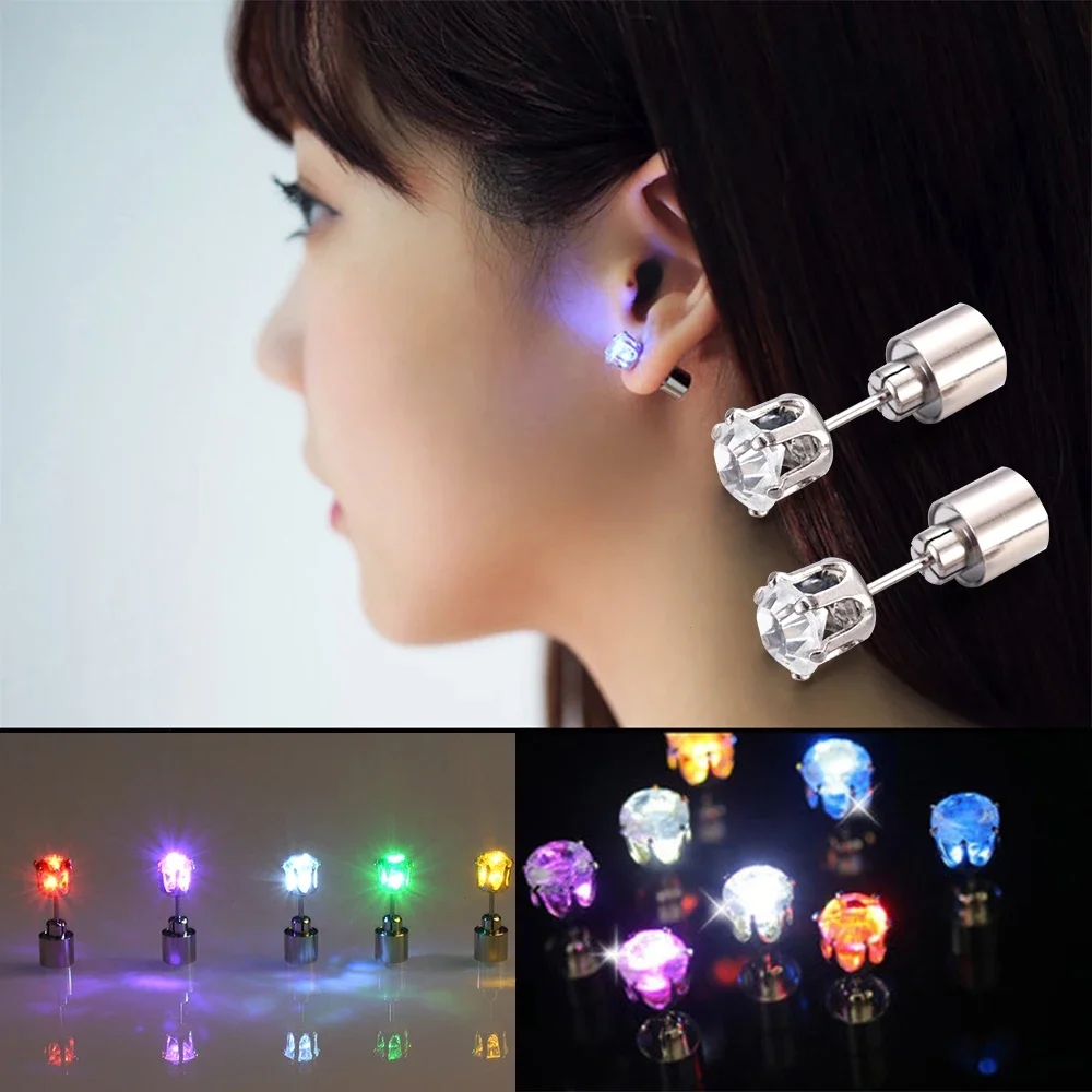 1 คู่ LED Light Up EAR STUD Bl - Diamond Stud Earrings บทวิจารณ์และราคา