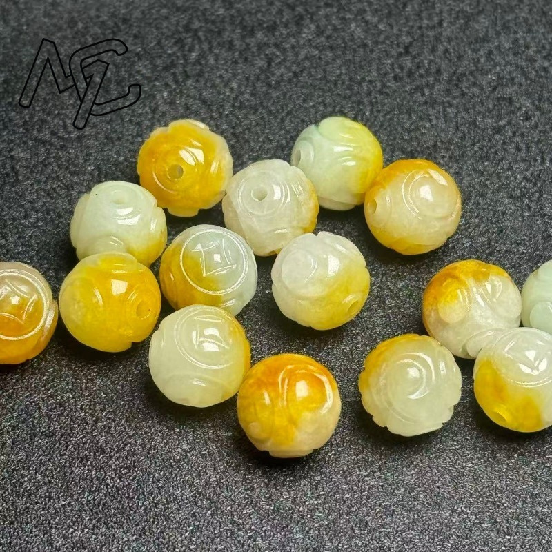 ลูกปัดหยกสีเหลืองธรรมชาติทรงกล - Charm Bracelet Beads บทวิจารณ์และราคา