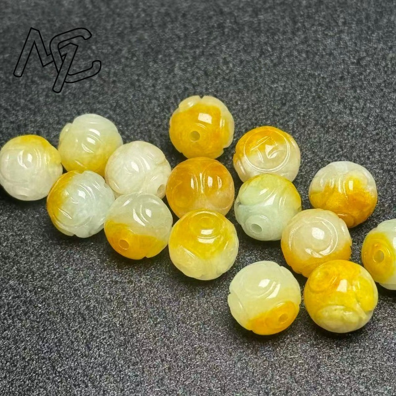 ลูกปัดหยกสีเหลืองธรรมชาติทรงกล - Charm Bracelet Beads บทวิจารณ์และราคา