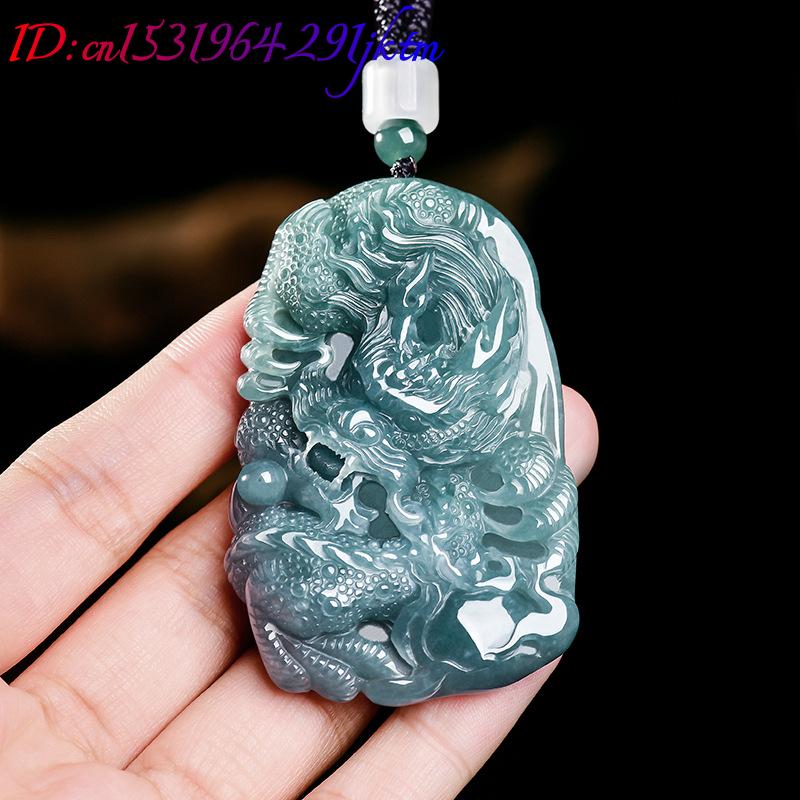 หยกพม่าธรรมชาติจี้มังกรสร้อยคอ - Jewelry & Watches Sp Zo O บทวิจารณ์และราคา