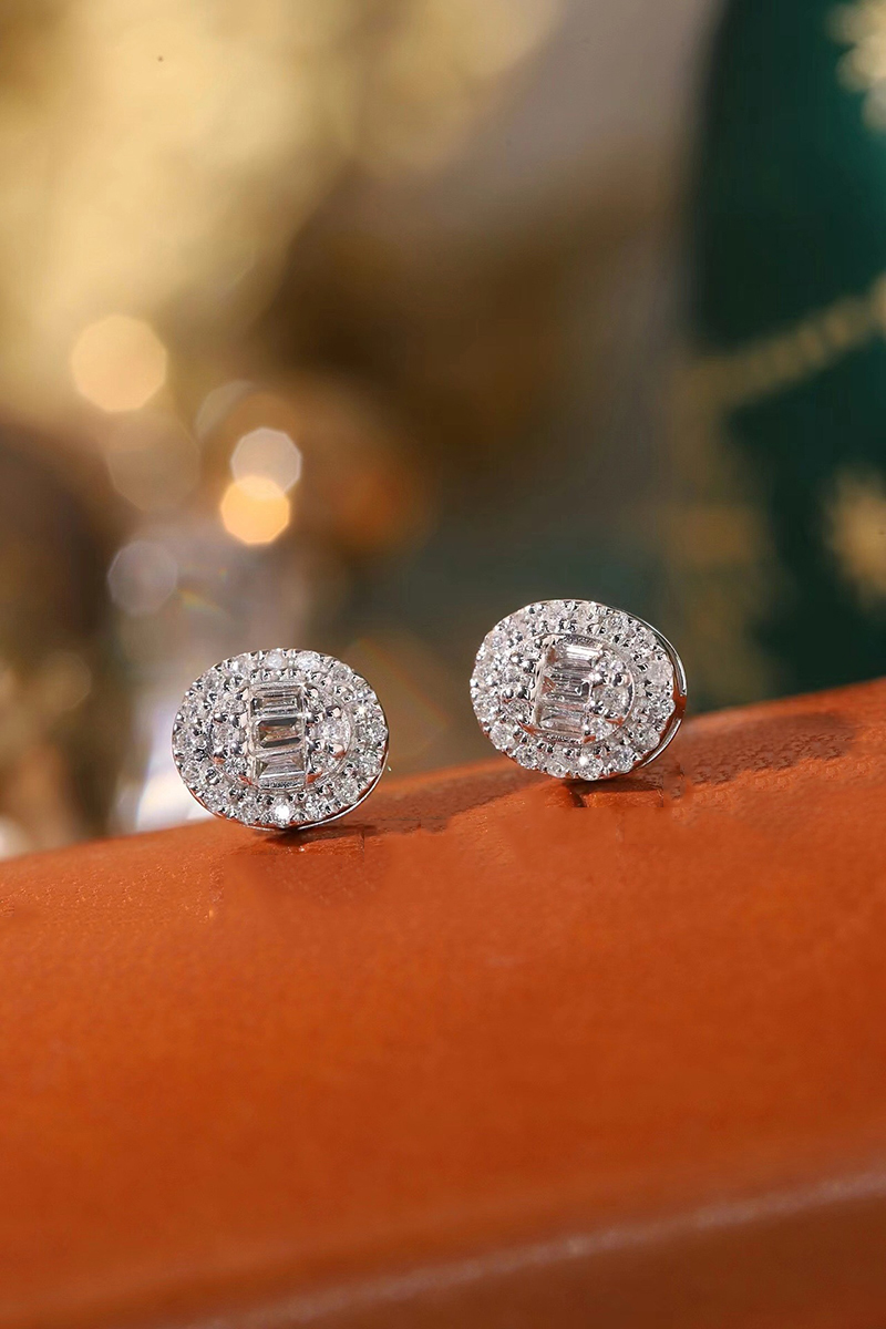 LUOWEND ต่างหูทองคำขาว 18K 100 - Diamond Stud Earrings บทวิจารณ์และราคา