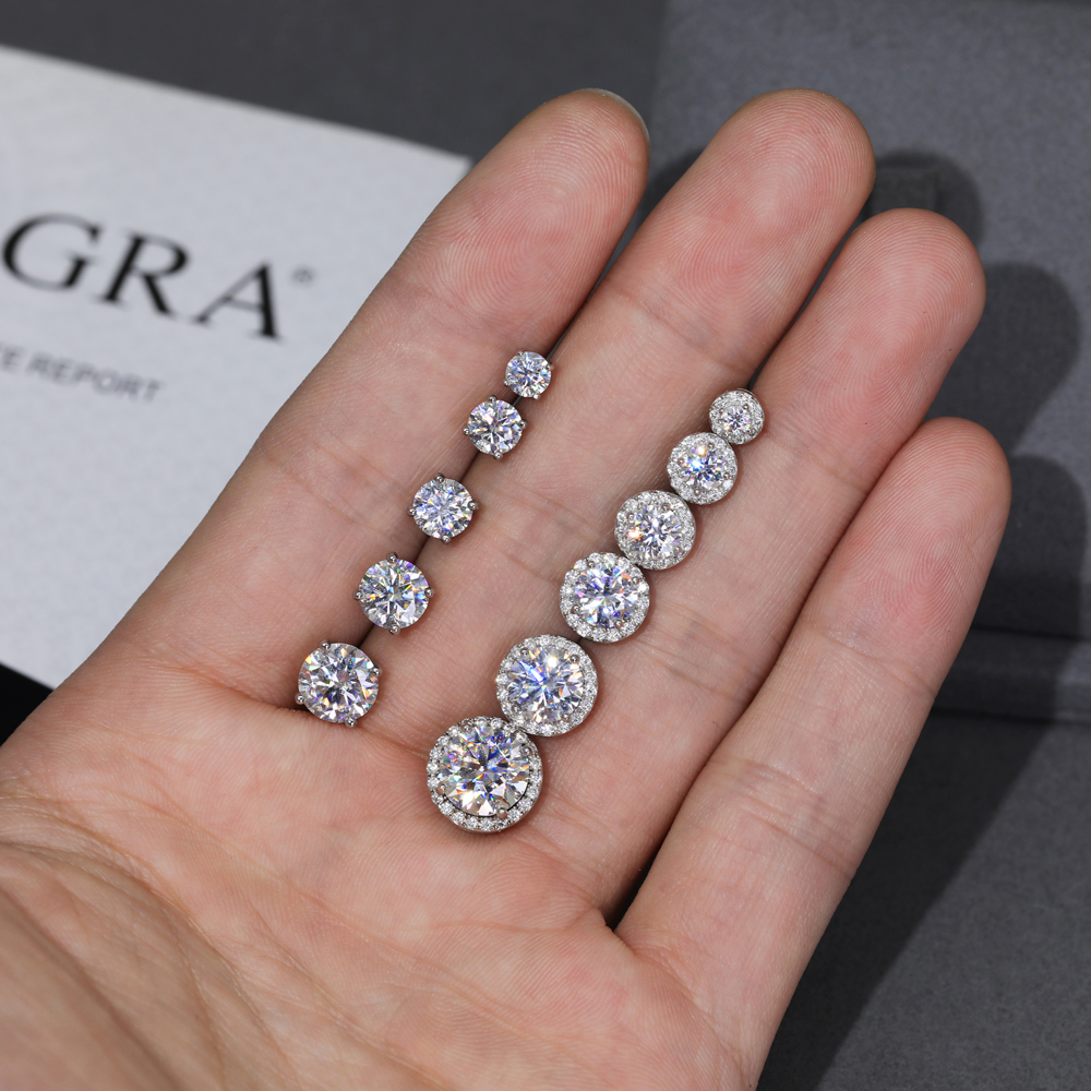 ต่างหูเพชรโมอิสซาไนต์สีขาว/หลา - Diamond Stud Earrings บทวิจารณ์และราคา