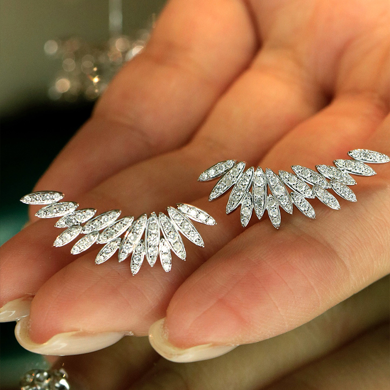 อาซูโอ 18K ทองคำขาว ทองคำเหลือ - Diamond Stud Earrings บทวิจารณ์และราคา