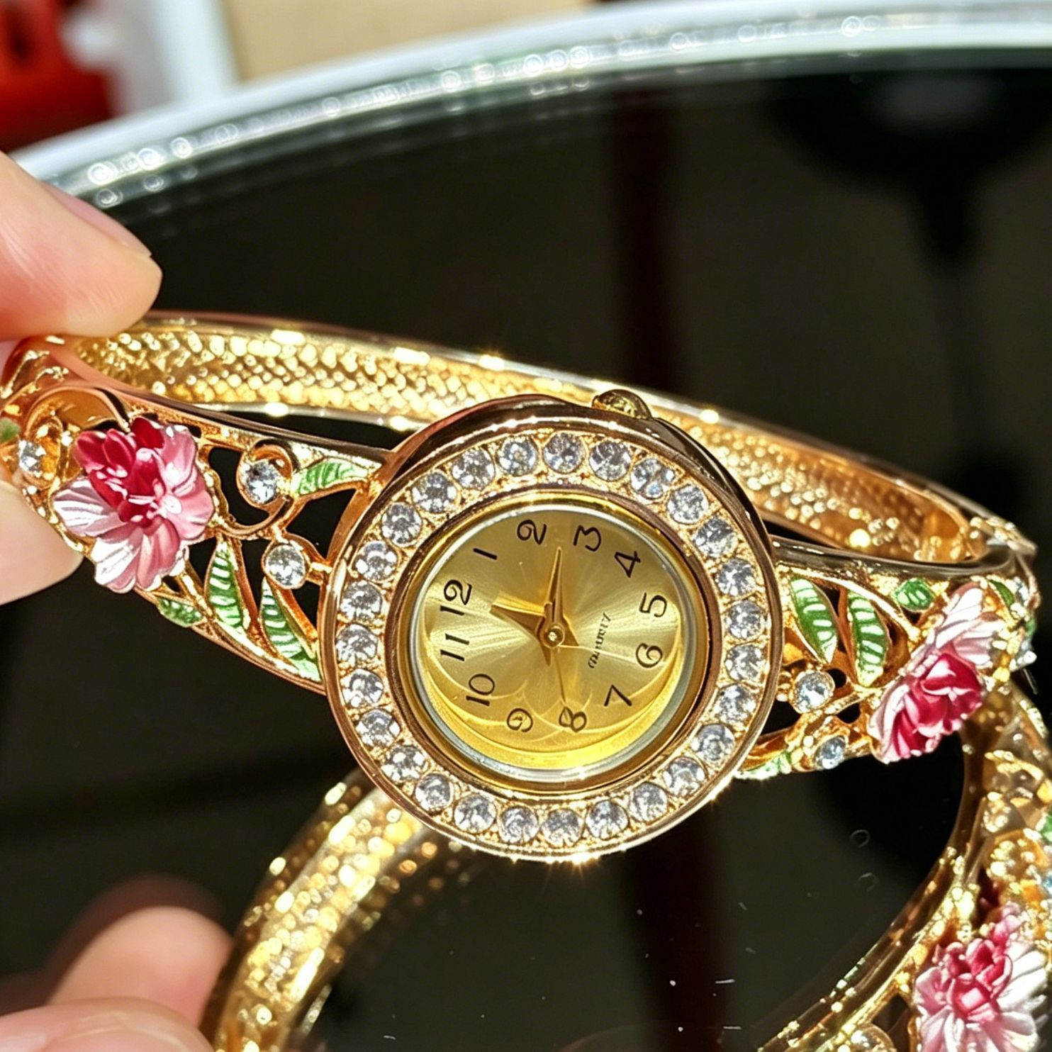 นาฬิกาข้อมือวินเทจเคลือบทองลาย - Vintage Jewelry Watches Women บทวิจารณ์และราคา