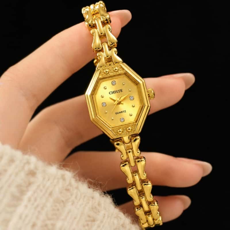 หน้าปัดทรงแปดเหลี่ยมสไตล์วินเท - Vintage Jewelry Watches Women บทวิจารณ์และราคา