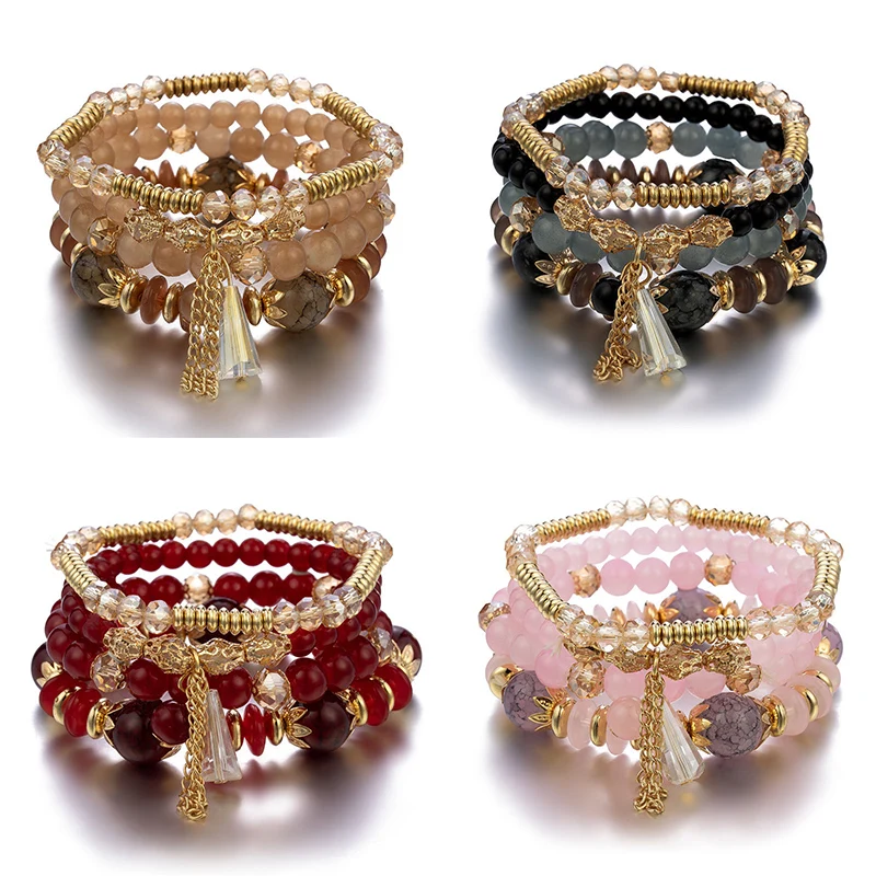 ชุดกำไลข้อมือประดับพู่ห้อย 4 ช - Charm Bracelet Beads บทวิจารณ์และราคา