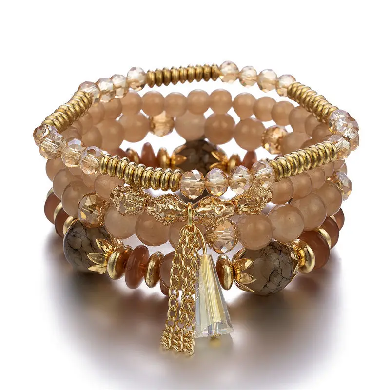 ชุดกำไลข้อมือประดับพู่ห้อย 4 ช - Charm Bracelet Beads บทวิจารณ์และราคา