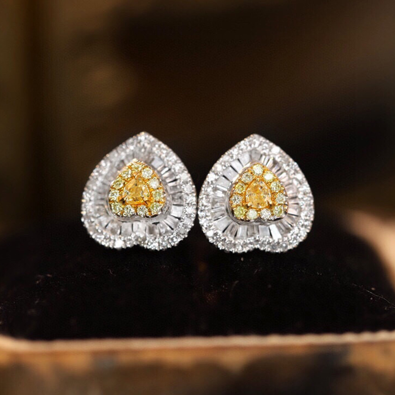 Aazuo จริง 18K สีขาวทองจริงสีเ - Diamond Stud Earrings บทวิจารณ์และราคา