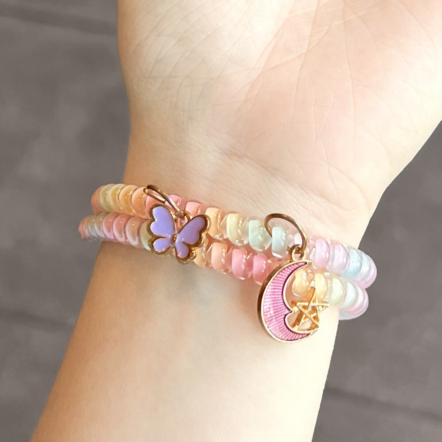 สายรัดข้อมือลูกปัดแบนสีรุ้งสำห - Jewelry Watches For Kids บทวิจารณ์และราคา