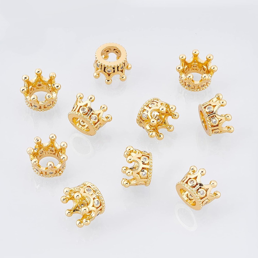 10 Pcs Cubic Zirconia Pave Kin - Charm Bracelet Beads บทวิจารณ์และราคา